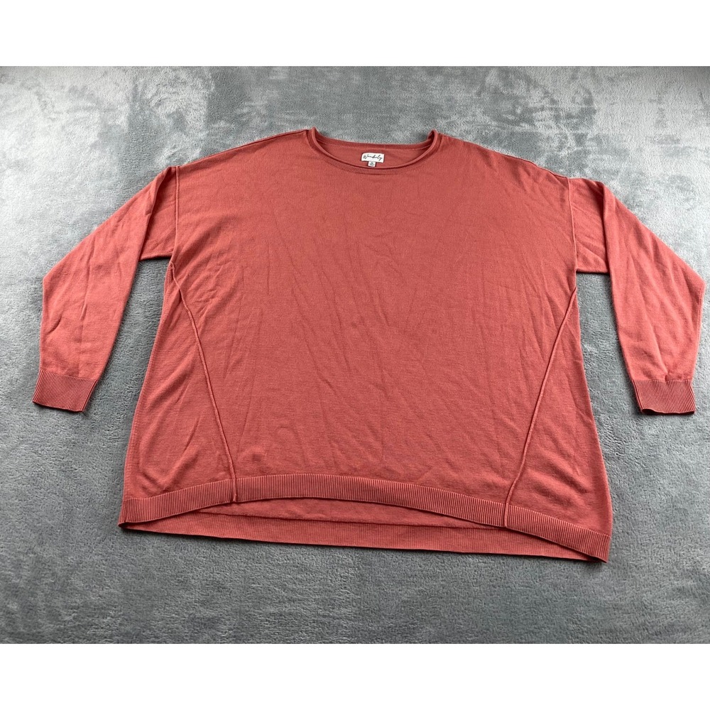 Wonderly Womens XL Terracotta Coral Oversized Pullover Sweater Crew Neck‎ Rayon